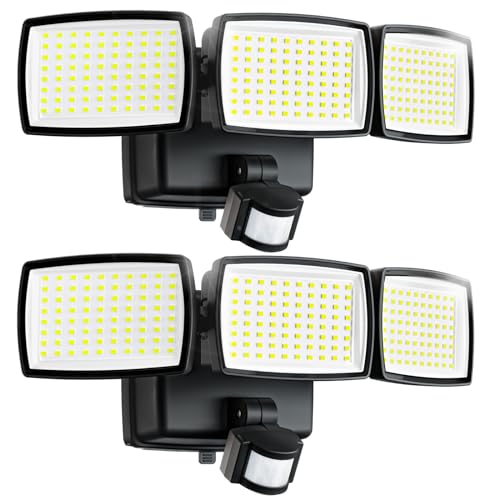 AIXPI Battery Powered Motion Sensor Outdoor Lights, 1500LM Flood Lights, IP65 Waterproof Security Motion Detector Light Wireless for Outside, Yard 2Pack