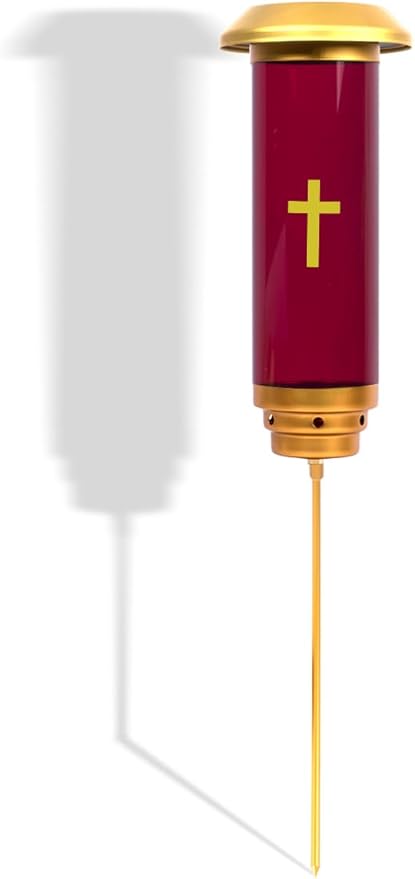 Solar Lights for Cemetery Graves - Solar Powered Memorial Light with Red Globe - Shatter-Resistant & Waterproof - Automatic Dusk to Dawn LED - Grave Decorations,Red Glow for Remembrance