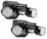 OREiN Motion Sensor Outdoor Security Lights, Dual-Head Adjustable LED Flood Lights, 3 Modes (Motion/Manual/Dusk to Dawn), 150W Equivalent, 5000K, IP65 Waterproof, Hardwired, Black (2 Pack)