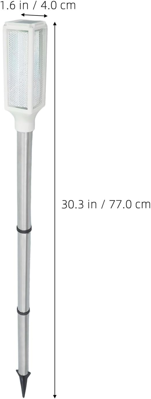 VILLCASE Solar Powered Outdoor Lawn Lamp and Yard Stake Light for Garden Pathway, Waterproof White LED Solar Warning Light for Patio and Backyard