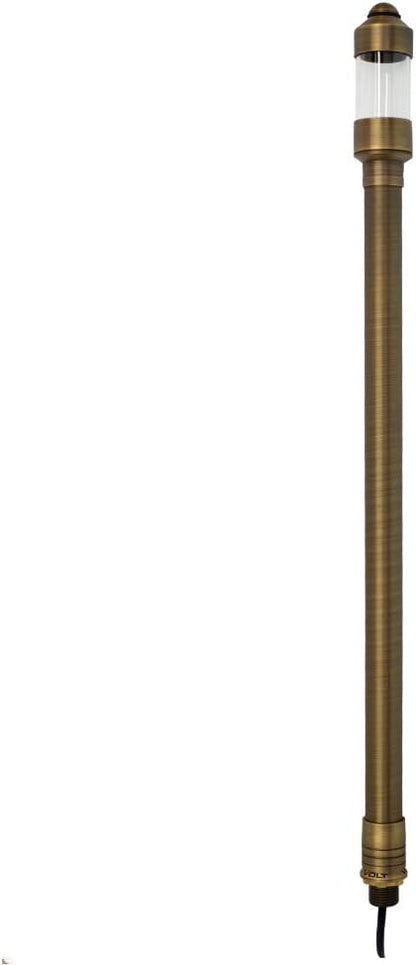 VOLT Flat Hat 12V Brass Path Light (7" Shade, 24" Tall) for Low Voltage Landscape Lighting on Outdoor Pathway, Walkway, Garden, Driveway or Patio