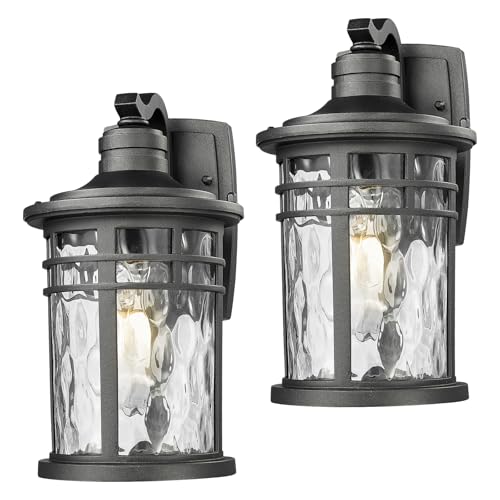 Darkaway Outdoor Porch Lights Wall Mount, Outside Light Fixtures Sconces Wall Lighting with Water Ripple Glass Waterproof Exterior Lights for Patio Yard House Hallway Doorway Garage