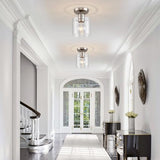 Brushed Nickel Semi Flush Mount Ceiling Light,Modern Ceiling Light Fixture for Closet Hallway Entryway Fixture Brushed Nickel Finish 2 Pack Dimmable