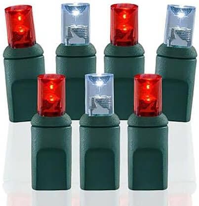 Pro Christmas LED Christmas Lights – 100 Count Wide Angle Conical String Lights – Professional Grade Indoor/Outdoor Commercial Holiday Light Set for Trees, Bushes, & Décor – Pure White and Red