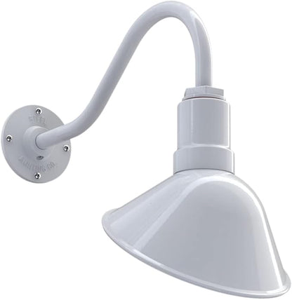 Steel Lighting Co. Venice Store Sign Light | for Outdoor Restaurant Accent Wall | 9 inch Dome | 16 inch Gooseneck | Made in America | White Exterior/White Interior