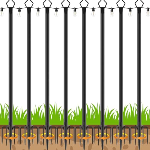 AILBTON 10Ft Exterior Light Poles 8 Pack, Durable Metal Light Posts for Outdoor Use, Equipped with Fixed Brackets for Yard, Terrace, Backyard and Garden Decor