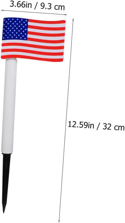 Solar Garden Path Lights 2pcs American Flag LED Solar Lawn Lamps Outdoor Landscape Lighting for Independence Day Decoration Random Color