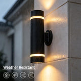 Cerdeco 15" Stainless Steel Modern Outdoor Wall Sconce Cylinder Porch Light