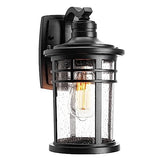 Darkaway Outdoor Porch Lights Wall Mount, Outdoor Light Fixtures Sconces Wall Lighting with Seeded Glass Waterproof Exterior Lights for Patio Yard House Hallway Doorway Garage(1 Pack, Black)