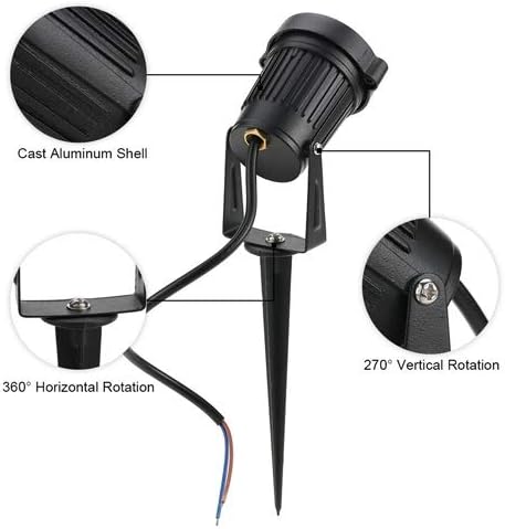 BACKLIGHT Outdoor Landscape LED Lighting 12W Waterproof Garden Lights COB Led Spotlights with Spiked Stand 120V for Lawn Decorative Lamp US 3- Plug 3000K Warm White(2Pack)