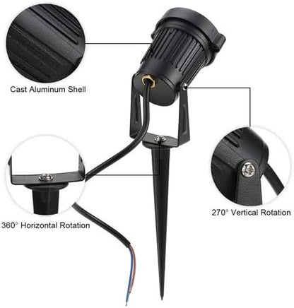 BACKLIGHT Outdoor Landscape LED Lighting 12W Waterproof Garden Lights COB Led Spotlights with Spiked Stand 120V for Lawn Decorative Lamp US 3- Plug 3000K Warm White(2Pack)