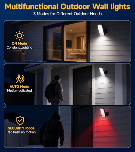 TANBABY Rechargeable Outdoor Wall Lights, Porch Lights with Motion Sensor