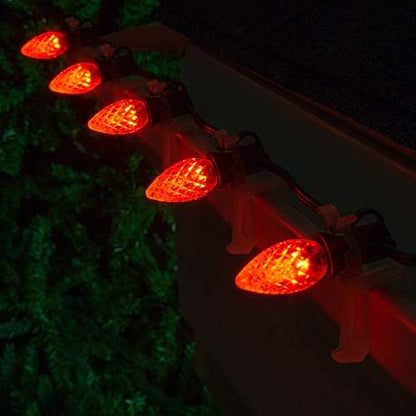 Wintergreen Lighting 50 ft C7 Orange OptiCore Commercial Christmas Lights LED Halloween, Holiday, Party on Heavy Duty Green Wire (50 ft, Amber/Orange)