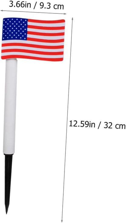 2pcs Solar LED American Flag Ground Plug Lights, Outdoor Solar Garden Path Lamps for Independence Day Lawn Decor Random Color