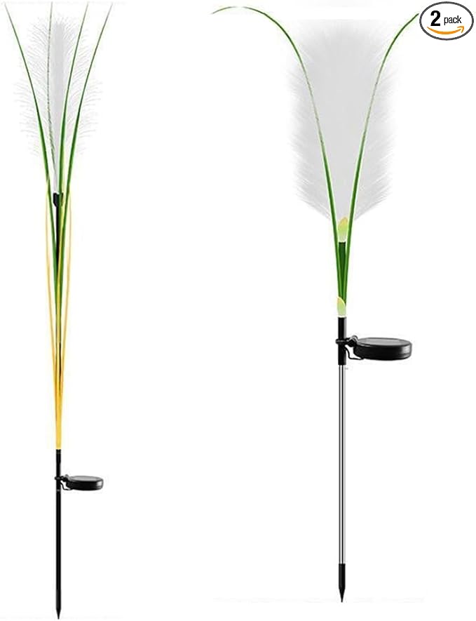 Solar Garden Lights, 2 Pack Solar Fluffy Reed Decorative Lights Outdoor IP65 Waterproof Landscape Decoration | Lumora