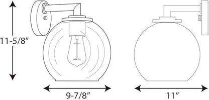 Progress Lighting Globe Lanterns Collection 1-Light Clear Glass Farmhouse Outdoor Wall Lantern Light Matte Black