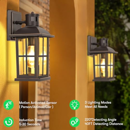 VerRon 13in Motion Sensor Porch Lights, Dusk to Dawn Outdoor Light Fixtures