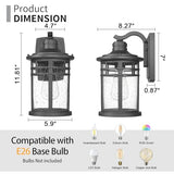 Darkaway Dusk to Dawn Outdoor Porch Wall Light,Outside Wall Mounted Light Seeded Glass Exterior Waterproof Lantern Modern Wall Sconce Lighting for House Front Door Garage