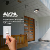 CALOKES Industrial Motion Sensor Outdoor Flush Mount Ceiling Light, Water Ripple Glass Square Black 2-Light Ceiling Lamp for Porch, Entryway, and Garage, Timer and Sensitivity Adjustable