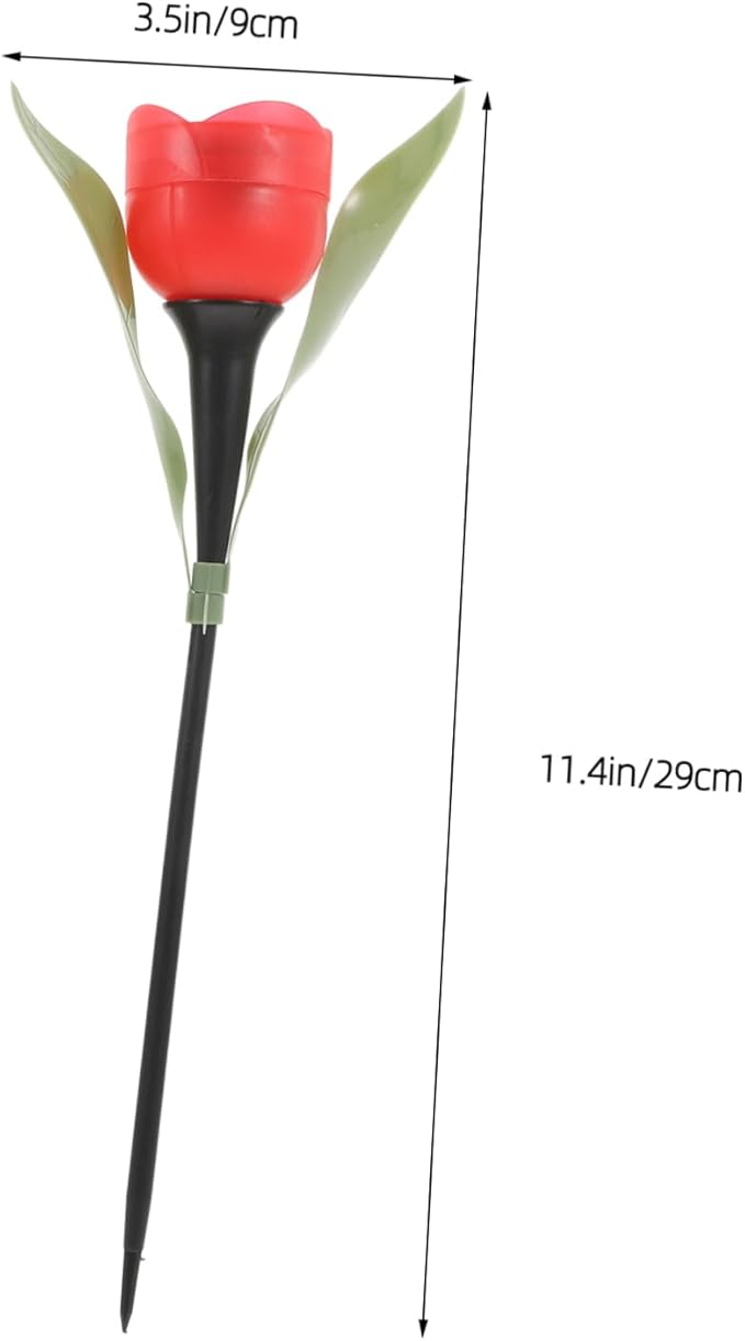 3pcs Outdoor Solar Pathway Lights Tulip Led Garden Landscape for Driveway Patio Auto Off Random Color