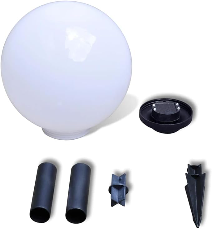Solar Pathway Lights Outdoor, 2 Pack White Glossy Spherical LED Garden Decor, Cool White Modern Landscape Lighting for Patio, Yard, Walkway, 1.2V AAA NiMH Rechargeable