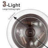 Darkaway Large Ceiling Light Fixtures 3-Ight Flush Mount Indoor Outdoor Ceiling Light with Seeded Glass Shade for Hallway Kitchen Bedroom Porch Living Room Dining Room Bronze Finish