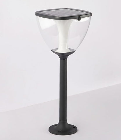 Solar Pathway Light LED Warm Light Landscape Lighting Solar Garden Lights with Clear Shade Black Aluminum Bollard Lights with IP65 Waterproof for Garden Yard Lawn Driveway Patio