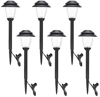 HECARIM 6 Pack Low Voltage Pathway Lights - Waterproof Outdoor Landscape Lighting, Super Bright LED Garden Lights for Walkway, Energy-Saving 5V Weatherproof Stake Lights (Dusk to Dawn Auto On/Off)