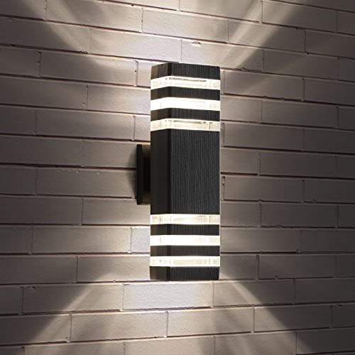 1-Pack LED Outdoor Wall Mount Light, 3-Layer 15''Black Exterior Porch Light