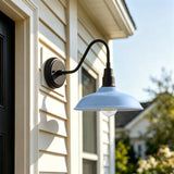 10 Inch Dome Gooseneck Barrn Light Outdoor, Baby Blue Goose Neck Farmhouse Outdoor Lights Fixture, Barn Style Exterior Wall Lighting Fixtures for Garage, Porch, Entryway
