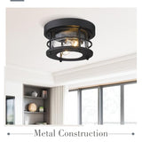 Emliviar 2-Light Round Ceiling Light Fixture, Farmhouse Flush Mount Ceiling Light 10 Inch, Black Finish, WE2085F BK