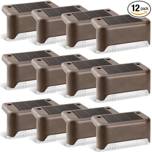 Solar Deck Lights Outdoor, Solar Step Lights Waterproof Led Lights for Outdoor Stairs, Step, Fence, Patio,Yard,Porch and Balcony(12 Pack,Warm White)