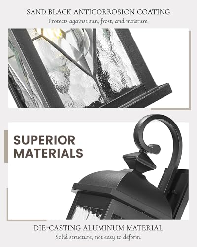 FEMILA 21" Large Exterior Wall Light Fixtures, Anti-Rust Waterproof Outdoor Wall Lantern Porch Lights for Entryway, Patio, Garage, Doorway, Matte Black, 4FD54B2 BK-SD