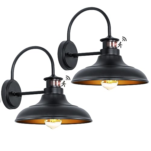 12" Motion Sensor Outdoor Gooseneck Barn Lights, Farmhouse Porch Lights