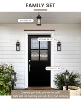 FEMILA 15" Exterior Wall Sconce, 2-Pack Outdoor Waterproof Wall Lights Fixture, Anti-Rust Matte Black Finish with Water Ripple Glass,4FD54B-2PK BK-SD