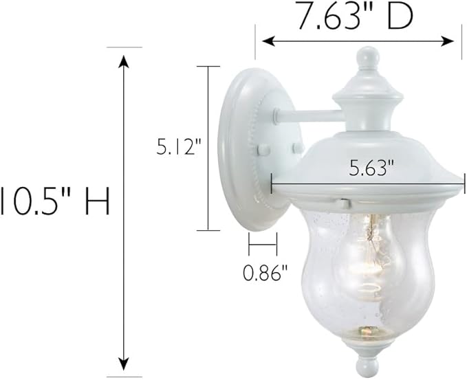Design House 503839 Highland Traditional 1-Light Outdoor/Indoor Wall Light with Clear Seedy Glass for Porch | Lumora