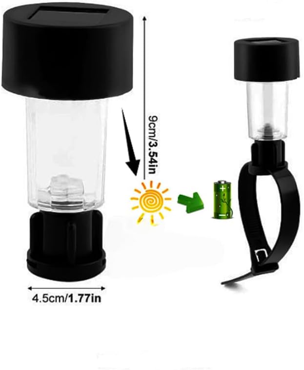 DIY Lights Solar Garden and Solar Fence Lights,Including 10 Lights, Easy Installation with Cable Ties (Black, Standard, White Light)