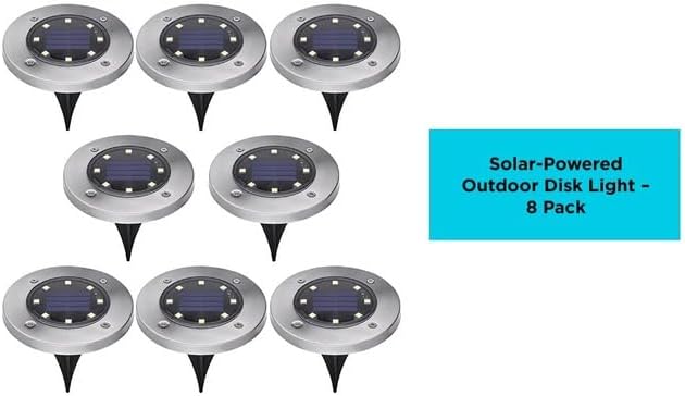 BLACK+DECKER Solar-Powered Outdoor Disk Light - 8 Pack (BDSLDK8P)