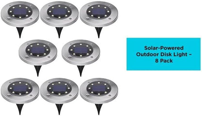 BLACK+DECKER Solar-Powered Outdoor Disk Light - 8 Pack (BDSLDK8P)