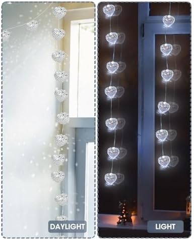 20 LED Disco Ball Mirror LED Party String Light Christmas Lanterns for Holiday Wall Window Tree Decorations Indoor Outdoor Patio Party Yard Garden Kids Bedroom Living Dorm (Moonlight Silver, 20-LED)