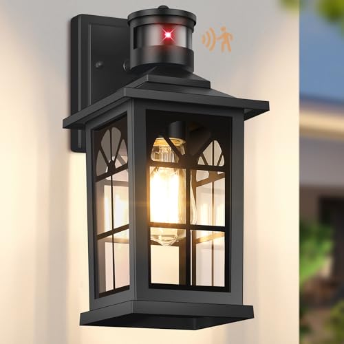 BesLowe Motion Sensor Outdoor Wall Light Fixture, Dusk to Dawn Porch Light