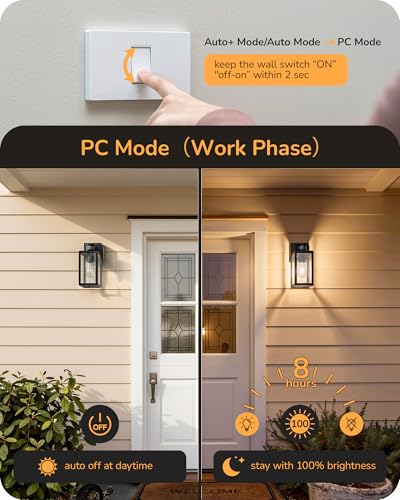 EDISHINE 2 Pack Outdoor Wall Light with Outlet Motion Sensor Dusk to Dawn
