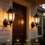 Outdoor Wall Lantern, 14 Inch Porch Light Fixture Seed Glass Shades.