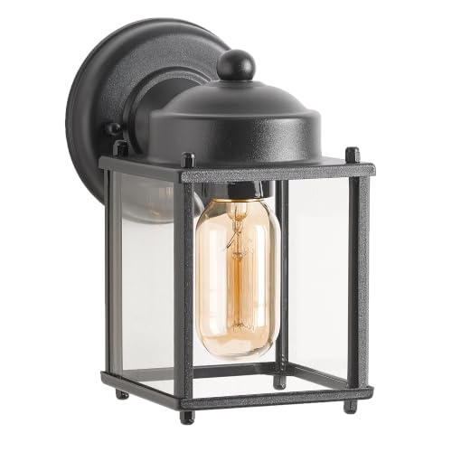 MICSIU 4.25" Wide Small Outdoor Porch Light, Black Farmhouse Wall Lantern