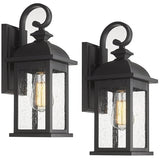 FEMILA Exterior Wall Sconce, 2 Packs Outdoor Waterproof Wall Lights Fixture, E26 Socket Wall Lantern for Porch, Anti-Rust Matte Black Finish with Seeded Glass Lampshade, 4FD54B-2PK BK