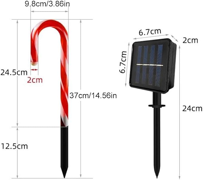 Solar Candy Cane Lights, 12 Pcs Christmas Decorations Outdoor, Solar Garden Lights, Waterproof Pathway Light for Outdoor Christmas Yard Patio Walkway Decor