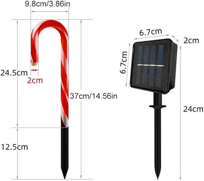Solar Candy Cane Lights, 12 Pcs Christmas Decorations Outdoor, Solar Garden Lights, Waterproof Pathway Light for Outdoor Christmas Yard Patio Walkway Decor