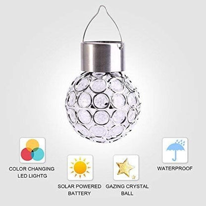 Yosoo Decorative Garden Lights, Colorful Solar Lights Ball, Outdoor Hanging 7 Colors LED Crackle Glass Globe, for Lawn, Patio Yard, Walkway Driveway, Pathway Landscape