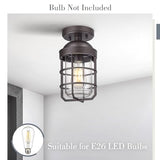 Emliviar Oil Rubbed Bronze Finish 11.1" Semi Flush Light Fixture for Indoor, Farmhouse Semi Flush Mount Ceiling Light with Clear Tempered Glass Shade, GE255LF ORB