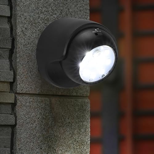 Motion Sensor Outdoor Lights - Outdoor Motion Sensor Light Battery Operated Wireless Spotlight Motion Detector Security Light Auto On Off for Sheltered Porch Stair Hallway Garage Wall Shed (2 Pack)